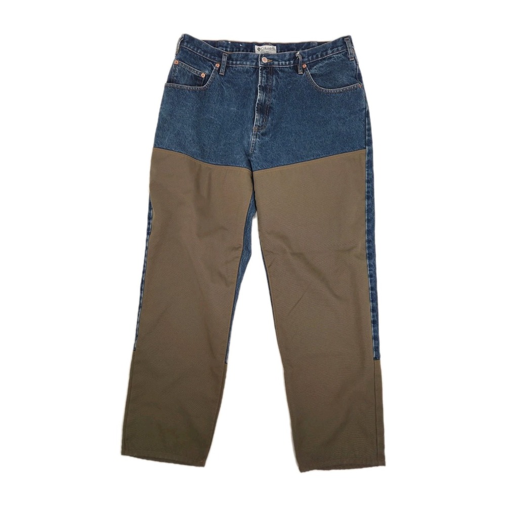 VTG Columbia Brush Jean Pant Mens 36x33 Tan Canvas Double Knee Hunting Workwear